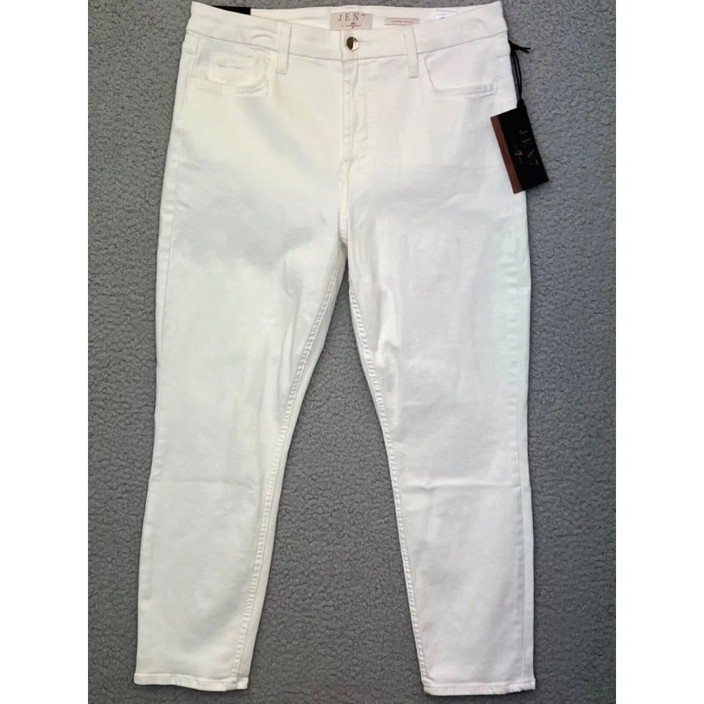 7 FOR ALL MANKIND Jen 7 Womens Sz 10 Cropped‎ Skinny White 30x25